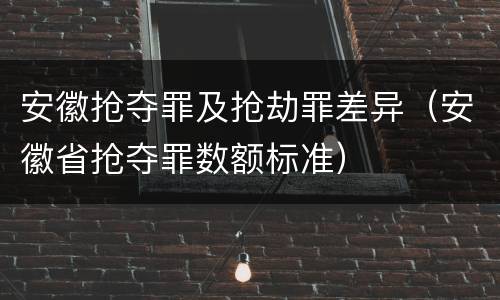 安徽抢夺罪及抢劫罪差异（安徽省抢夺罪数额标准）