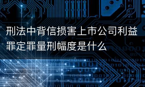 刑法中背信损害上市公司利益罪定罪量刑幅度是什么