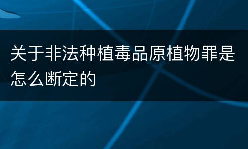 关于非法种植毒品原植物罪是怎么断定的