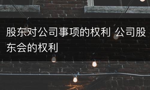 股东对公司事项的权利 公司股东会的权利