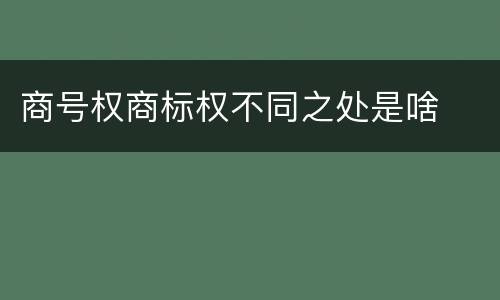 商号权商标权不同之处是啥