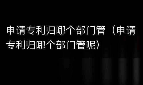 申请专利归哪个部门管（申请专利归哪个部门管呢）