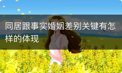 同居跟事实婚姻差别关键有怎样的体现