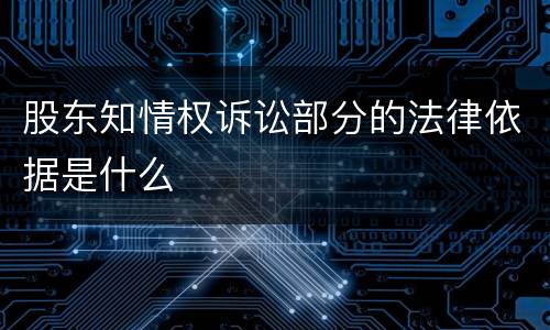 股东知情权诉讼部分的法律依据是什么
