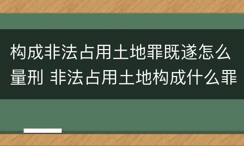 构成非法占用土地罪既遂怎么量刑 非法占用土地构成什么罪