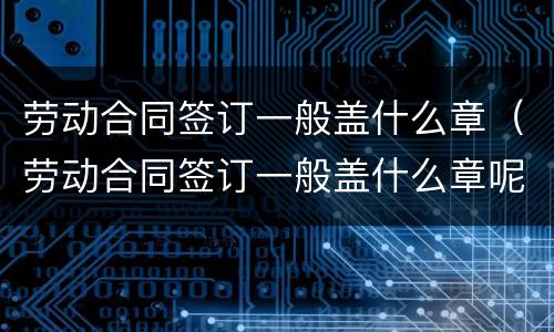 劳动合同签订一般盖什么章（劳动合同签订一般盖什么章呢）