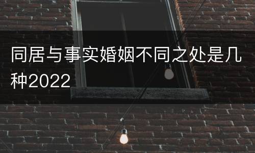 同居与事实婚姻不同之处是几种2022