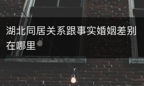 湖北同居关系跟事实婚姻差别在哪里