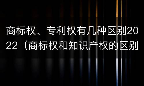 商标权、专利权有几种区别2022（商标权和知识产权的区别）