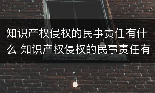 知识产权侵权的民事责任有什么 知识产权侵权的民事责任有什么特征
