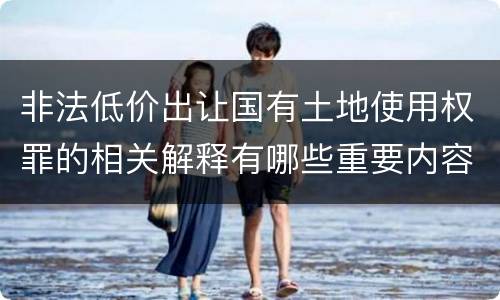 非法低价出让国有土地使用权罪的相关解释有哪些重要内容