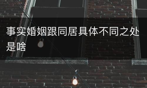 事实婚姻跟同居具体不同之处是啥