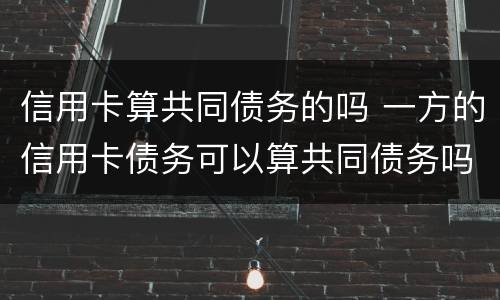 信用卡算共同债务的吗 一方的信用卡债务可以算共同债务吗