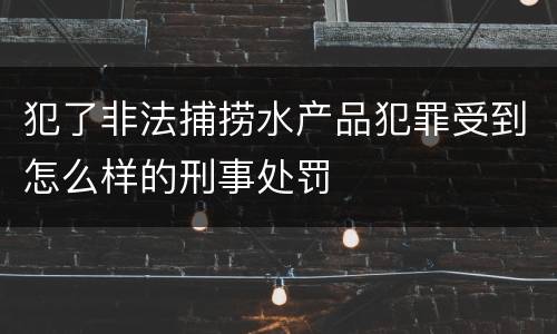 犯了非法捕捞水产品犯罪受到怎么样的刑事处罚