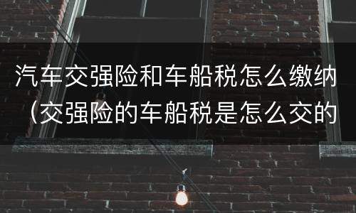 汽车交强险和车船税怎么缴纳（交强险的车船税是怎么交的）