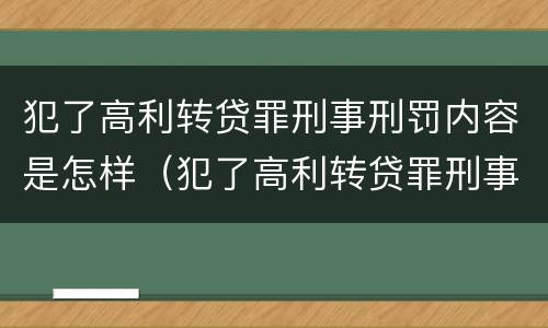 犯了高利转贷罪刑事刑罚内容是怎样（犯了高利转贷罪刑事刑罚内容是怎样的）