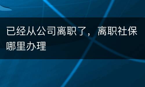 已经从公司离职了，离职社保哪里办理