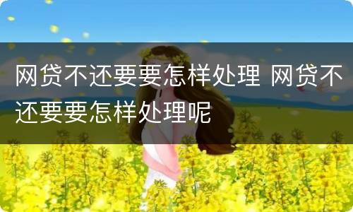 网贷不还要要怎样处理 网贷不还要要怎样处理呢