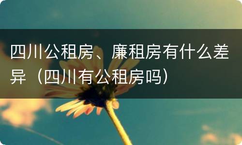 四川公租房、廉租房有什么差异（四川有公租房吗）