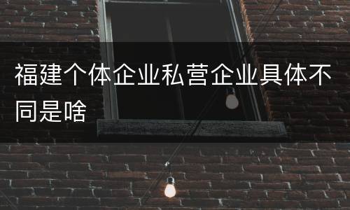 福建个体企业私营企业具体不同是啥