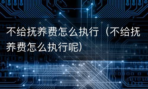 不给抚养费怎么执行（不给抚养费怎么执行呢）