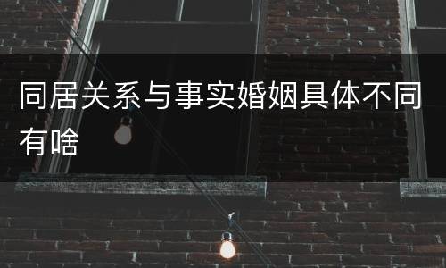 同居关系与事实婚姻具体不同有啥