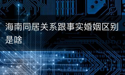 海南同居关系跟事实婚姻区别是啥