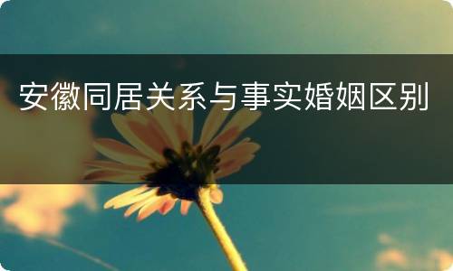 安徽同居关系与事实婚姻区别