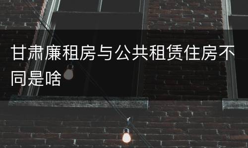 甘肃廉租房与公共租赁住房不同是啥