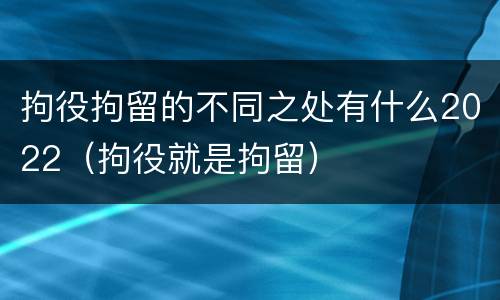 拘役拘留的不同之处有什么2022（拘役就是拘留）