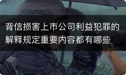 背信损害上市公司利益犯罪的解释规定重要内容都有哪些