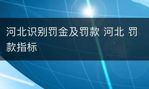 河北识别罚金及罚款 河北 罚款指标