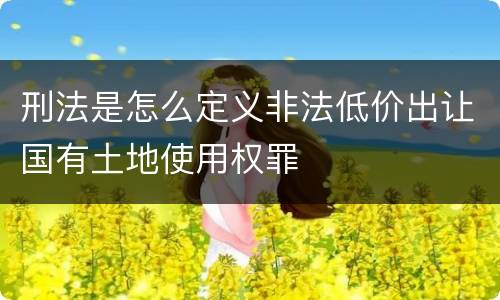 刑法是怎么定义非法低价出让国有土地使用权罪