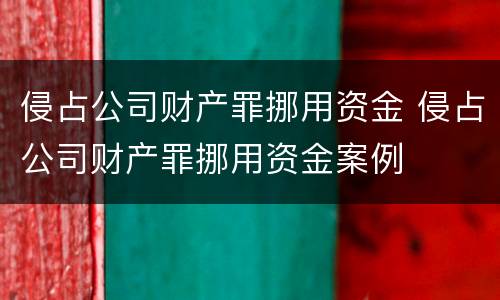侵占公司财产罪挪用资金 侵占公司财产罪挪用资金案例