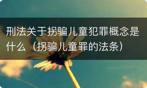 刑法关于拐骗儿童犯罪概念是什么（拐骗儿童罪的法条）