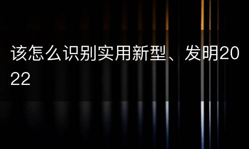该怎么识别实用新型、发明2022