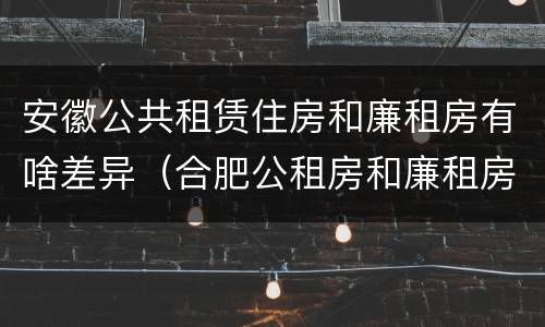 安徽公共租赁住房和廉租房有啥差异（合肥公租房和廉租房的区别）