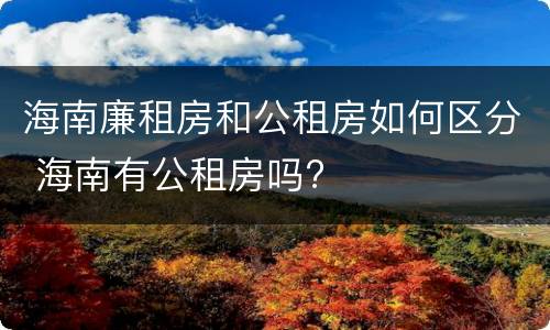 海南廉租房和公租房如何区分 海南有公租房吗?