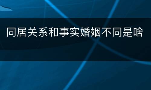 同居关系和事实婚姻不同是啥