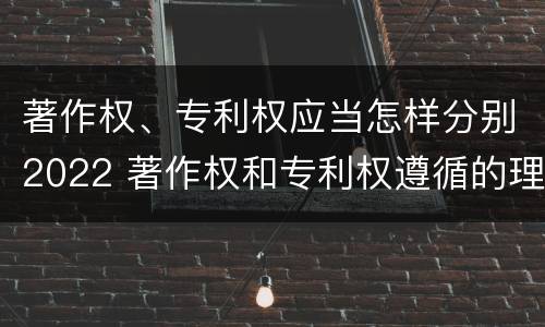 著作权、专利权应当怎样分别2022 著作权和专利权遵循的理念