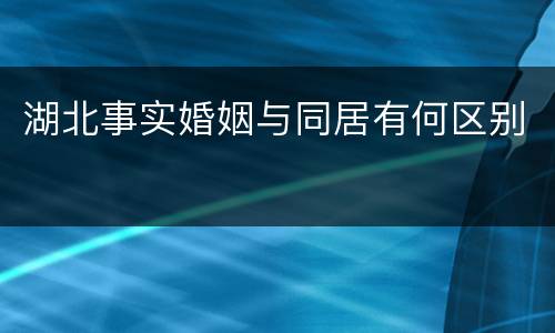 湖北事实婚姻与同居有何区别