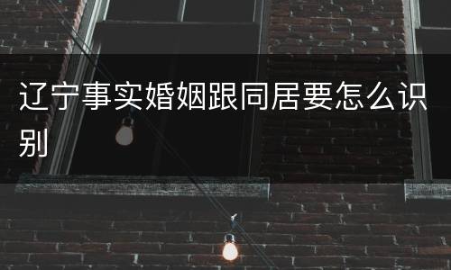 辽宁事实婚姻跟同居要怎么识别