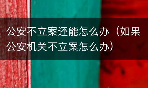 公安不立案还能怎么办（如果公安机关不立案怎么办）