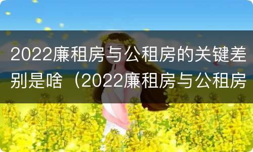 2022廉租房与公租房的关键差别是啥（2022廉租房与公租房的关键差别是啥呢）