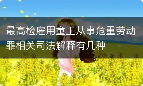 最高检雇用童工从事危重劳动罪相关司法解释有几种
