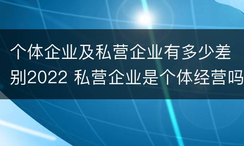 个体企业及私营企业有多少差别2022 私营企业是个体经营吗
