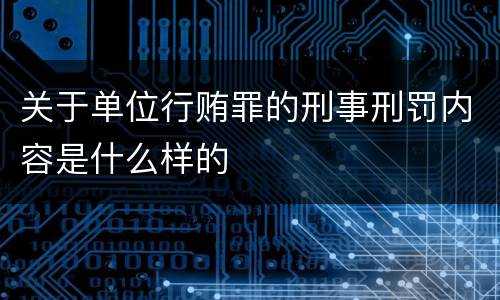 关于单位行贿罪的刑事刑罚内容是什么样的