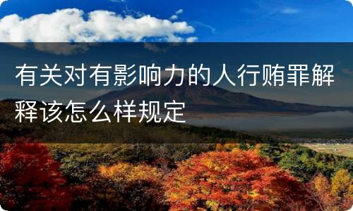 有关对有影响力的人行贿罪解释该怎么样规定