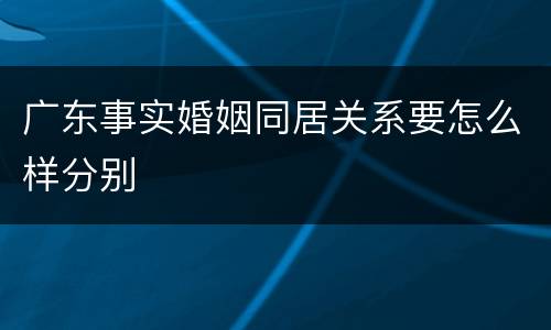 广东事实婚姻同居关系要怎么样分别