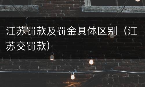 江苏罚款及罚金具体区别（江苏交罚款）